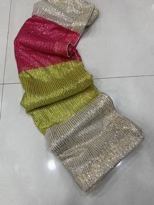 Multi Color Sequins Work art silk saree 4