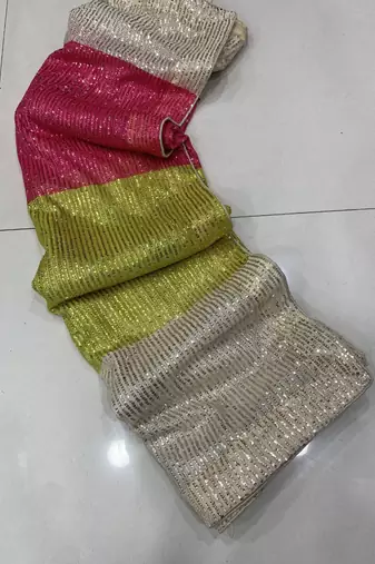 Multi Color Sequins Work art silk saree