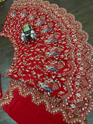 RED GEORGETTE EMBROIDERY LEHENGA WHIT BLOUSE 5