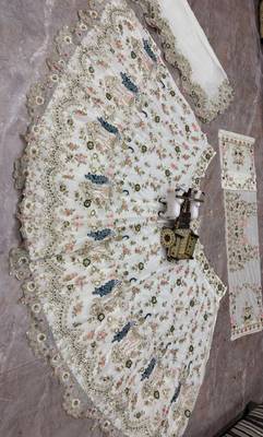 WHITE GEORGETTE  EMBROIDERY SEMI STICHED  LEHENGA WHIT BLOUSE 5