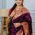 purple floral, zari woven slik blend saree with blouse