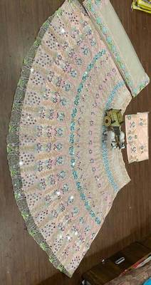 MULTI NET EMBROIDERY LEHENGA WHIT BLOUSE 4