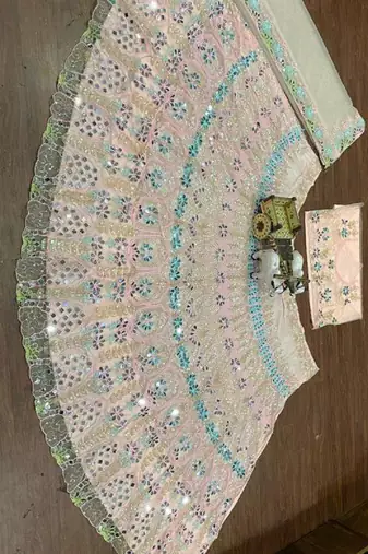 MULTI NET EMBROIDERY LEHENGA WHIT BLOUSE