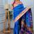 royal blue floral, zari woven slik blend saree with blouse