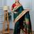 teal green floral, zari woven slik blend saree with blouse