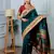 teal green floral, zari woven slik blend saree with blouse