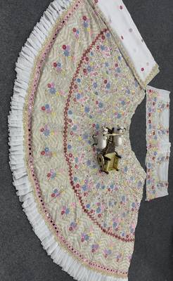 OFF WHITE GEORGETTE EMBROIDERY LEHENGA WHIT BLOUSE 4