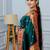 teal green floral, zari woven slik blend saree with blouse