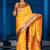 yellow floral, zari woven slik blend saree with blouse