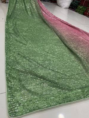 Olive Color Sequins Work art silk saree 1