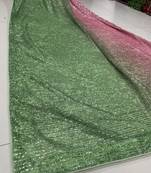 Olive Color Sequins Work Silk Saree