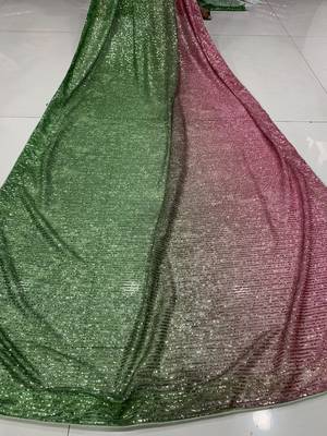 Olive Color Sequins Work art silk saree 2