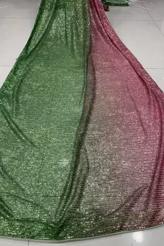 Olive Color Sequins Work art silk saree