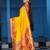 yellow floral, zari woven slik blend saree with blouse
