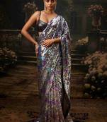Multi Color Sequins Embroidered Silk Saree