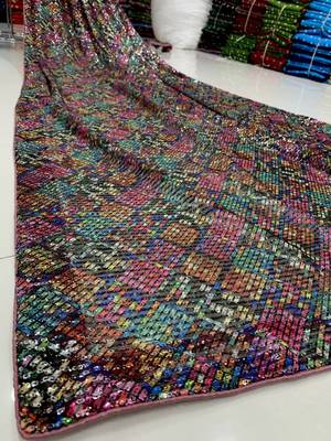Multi Color Sequins Embroidered art silk saree 2
