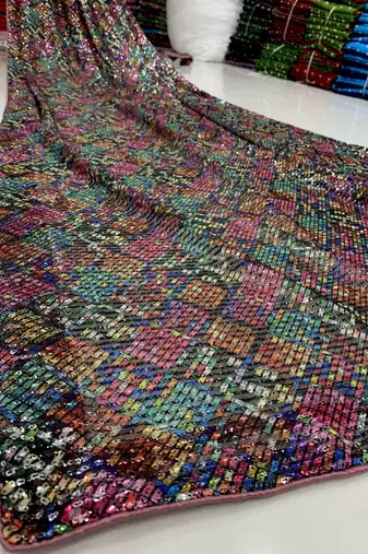 Multi Color Sequins Embroidered art silk saree