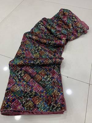 Multi Color Sequins Embroidered art silk saree 3