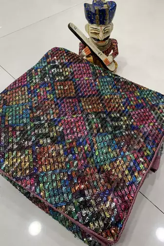 Multi Color Sequins Embroidered art silk saree