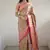 green floral, zari woven faux kanjivaram  semi silk saree with blouse
