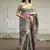 olive green floral, zari woven faux kanjivaram  semi silk saree with blouse