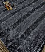 Black Color Sequins Work Silk Saree