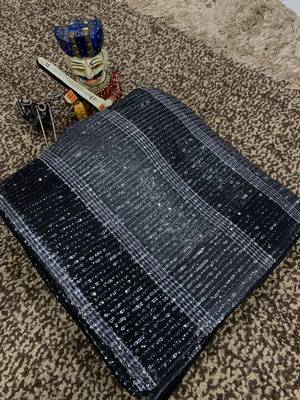 Black Color Sequins Work art silk saree 3