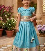 Soft silk paithani design zari weaving pavadai for kids