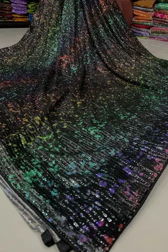 Multi Color Sequins Work art silk saree