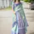 sky blue floral, zari woven faux kanjivaram  semi silk saree with blouse