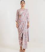 White Garden Blouse Saree & Dhoti Pants