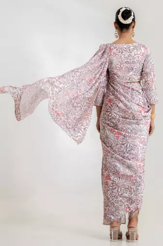 White Garden Blouse Saree & Dhoti Pants