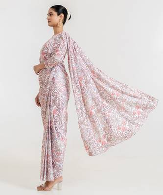 White Garden Blouse Saree & Dhoti Pants 3