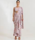 White Garden Tiered Saree Set