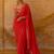 Red Color Embroidered And Mirror Work Georgette Saree