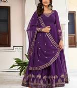 New Designer Anarkali Gown Suit Set Purple Suit Set With Dupatta