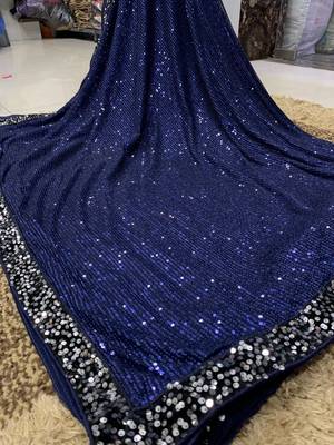 Neavy Blue Color Sequins Work art silk saree 1