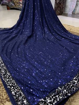 Neavy Blue Color Sequins Work art silk saree 2