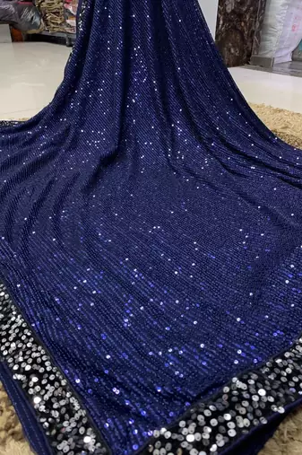 Neavy Blue Color Sequins Work art silk saree