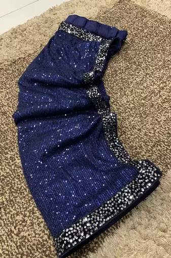 Neavy Blue Color Sequins Work art silk saree