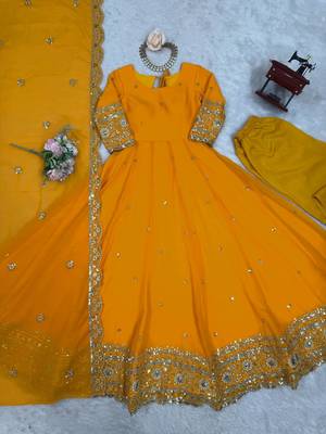 yellow heavy gown suit set gown suit set 3