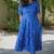 Women blue chiffon printed dress