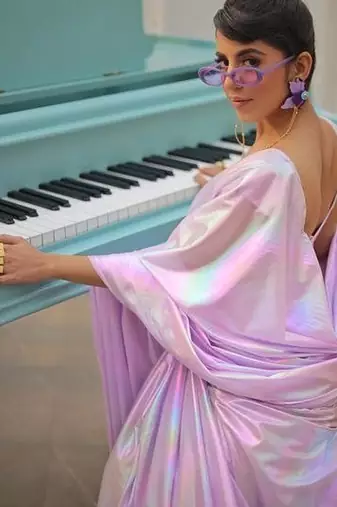 Pink Shine Color plain art silk saree