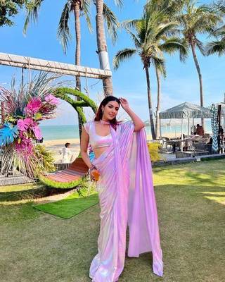 Pink Shine Color plain art silk saree 5