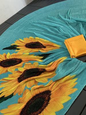 Sky Blue Color Printed Plain Georgette  Saree 4