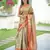 beige floral, zari woven faux kanjivaram saree with blouse