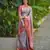 blue floral, zari woven faux kanjivaram saree with blouse