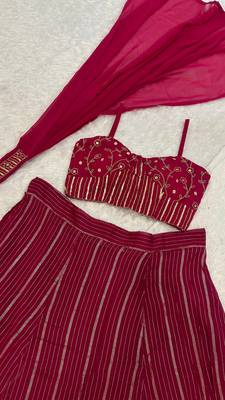 Designer Maroon Crop Top Lehenga with Dupatta 5