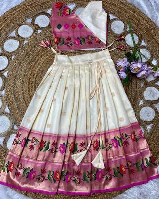 Kids paithani silk lotus pattern lehenga choli 2