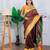 brown floral, temple border, zari woven silk blend saree with blouse